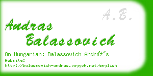 andras balassovich business card